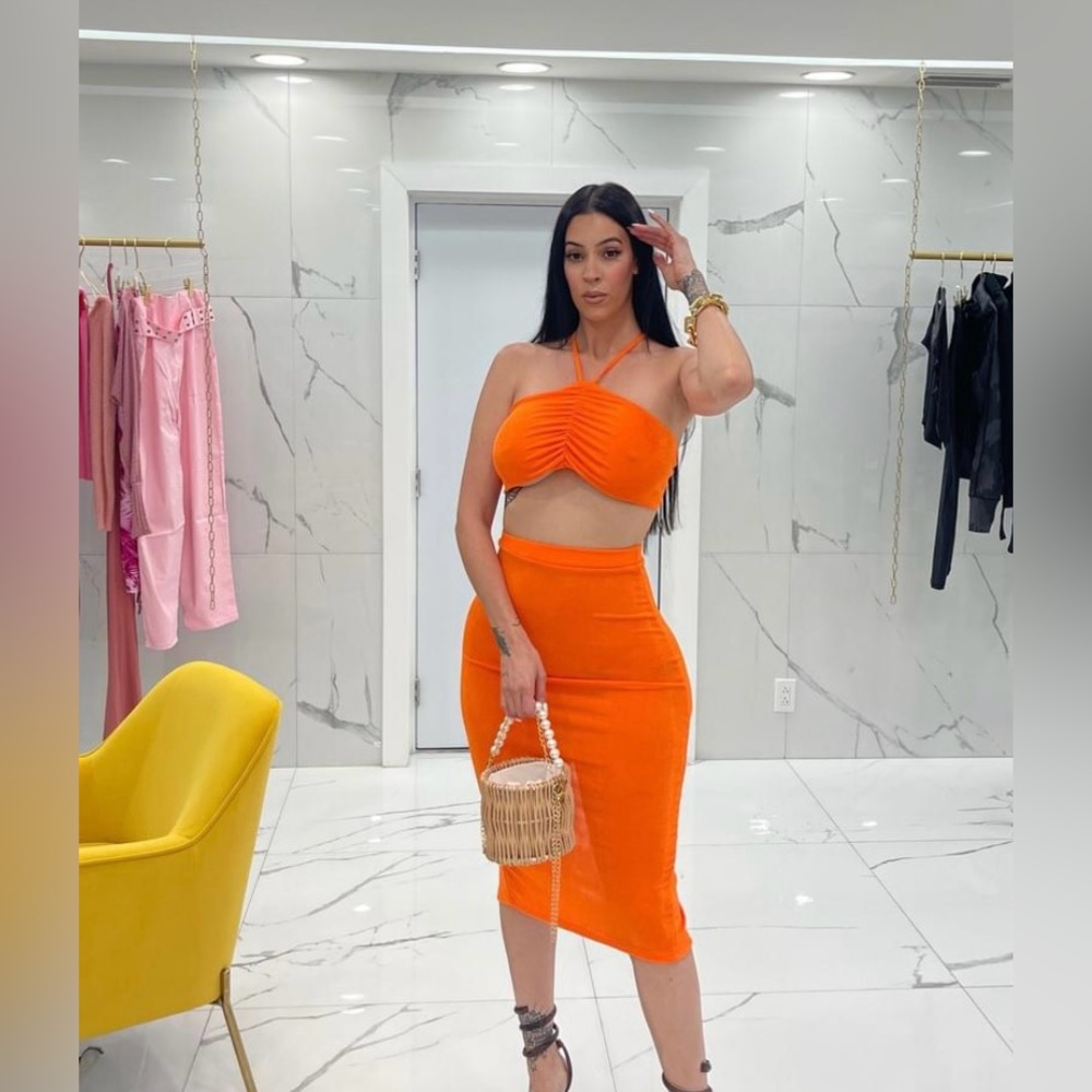 Orange Neon Skirt Set By Ella Payne Collection Size M